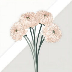Cool simple chrysanthemums flower vector art, featuring elegant, minimalist design with clean lines and soft colors. Created With Generative AI