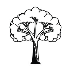 tree simple outline on white background illustration