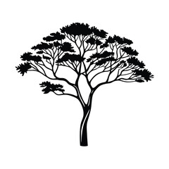 Obraz premium tree simple outline on white background illustration