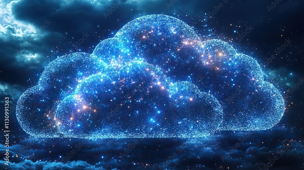 Wall mural futuristic technology wallpaper visualizes cloud computing software for big data transfer with inter