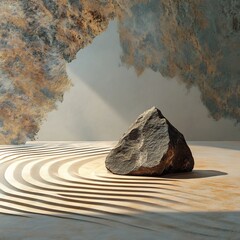 Peaceful Zen Garden Meditation Rock Minimalist Landscape Decor