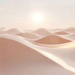 Serene Desert Landscape with Undulating Sand Dunes under Warm Sunlight