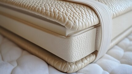 Luxurious cream leather photo album close-up.