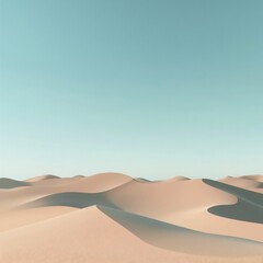 Tranquil Desert Landscape With Sweeping Sand Dunes Under Clear Sky