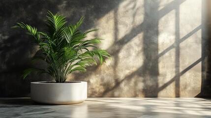 Obraz premium Modern Plant Decor on Minimalist Podium. Generative AI
