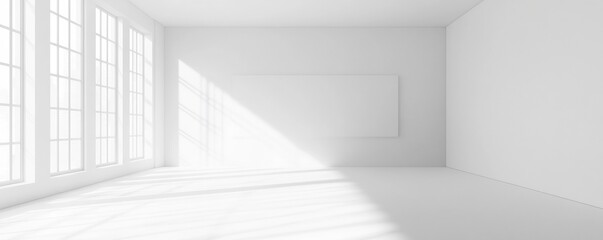 Obraz premium Pristine White Conference Room With Mock Up Wall Awaiting Branding or Presentations