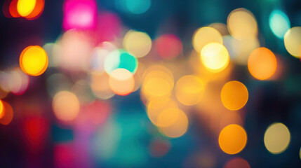 Fototapeta premium Blurred lights create festive atmosphere at night, evoking joy