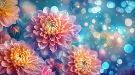 Fototapeta premium Colorful flowers with dreamy bokeh background create serene atmosphere