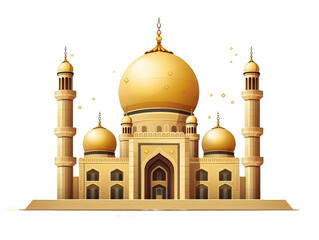 Obraz premium Majestic Mosque Architecture Golden Domes, Minarets, Islamic Design