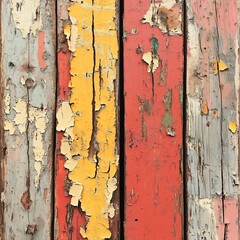 Weathered Wooden Planks with Peeling Paintwork - Rustic Grunge Texture Background
