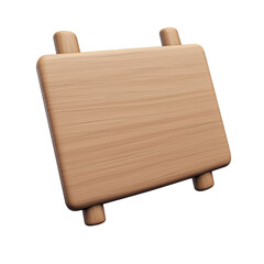 Wooden signboard icon 3D render isolated on transparent background