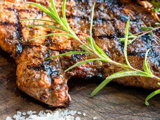 grilled served t-bone beef steak closeup