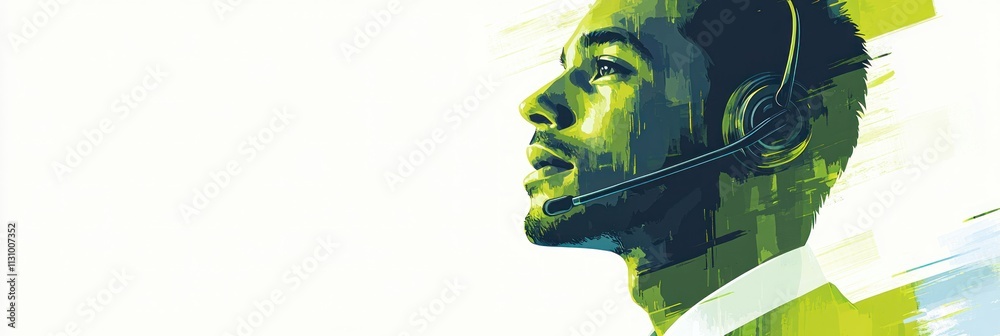 Aufkleber A stylized image of a professional with a headset, symbolizing communication and support.