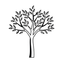 Obraz premium tree simple outline on white background illustration