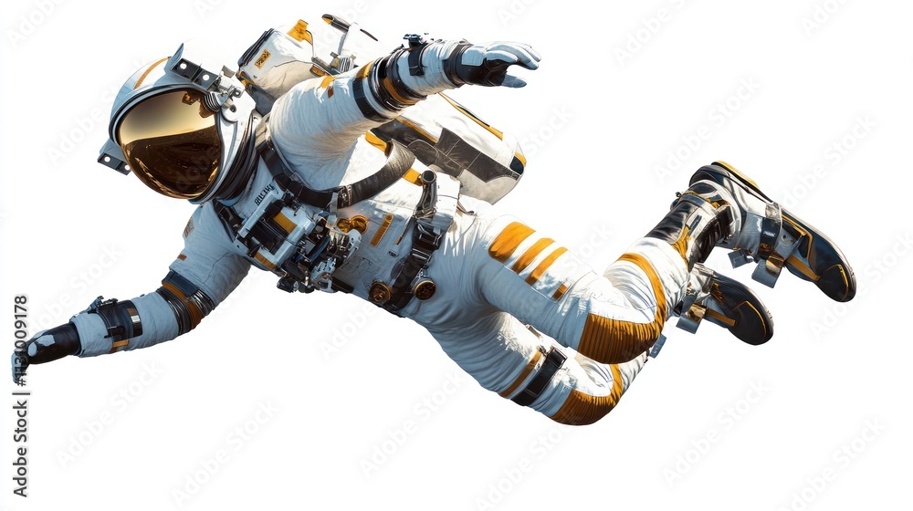 Poster An astronaut in a spacesuit floating in space, showcasing exploration and adventure.