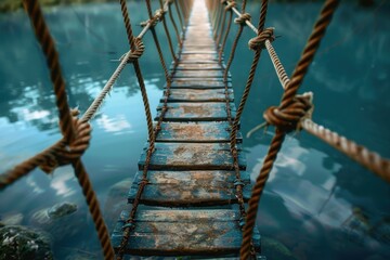 Obraz premium thin pedestrian bridge above water