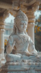 Fototapeta premium Serene Marble Statue of a Goddess in a Temple Setting