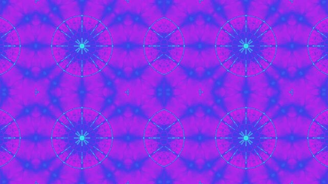 Kaleidoscopic blue-emerald patterns on a pink and lilac background, motion abstract pattern