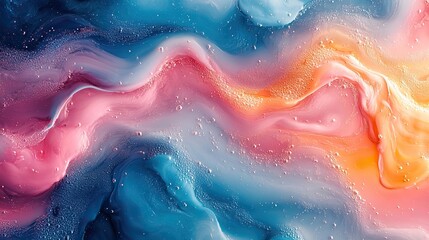Fototapeta premium Vibrant swirls of 3D liquid paint create an abstract background with a dynamic and fluid feel