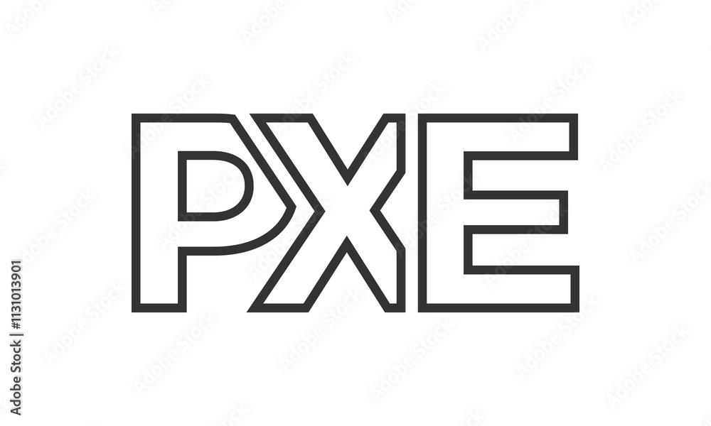 Fototapete pxe logo design template with strong and modern bold text. initial based vector logotype featuring s