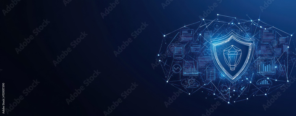 Aufkleber Digital graphic depicting a shield symbolizing security and data protection concepts.