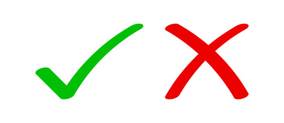 check mark green and red cross, confirm or deny, yes or no icon, check mark and cross sign