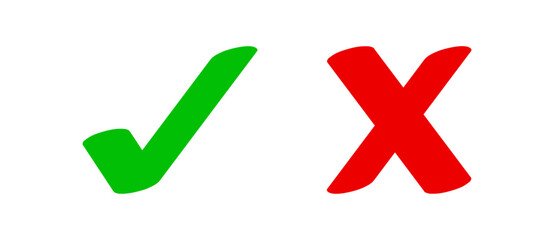 check mark green and red cross, confirm or deny, yes or no icon, check mark and cross sign