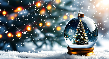 A postcard with a Christmas or New Year theme. A Christmas crystal ball. Winter. New Year, Merry Christmas.