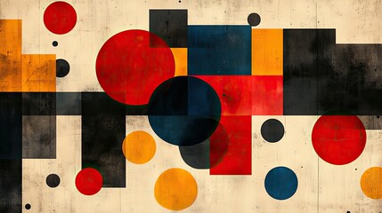 An abstract pattern in the Bauhaus style represents minimalist art, elegant design, and can be used as a wallpaper or background for exhibitions or home decor