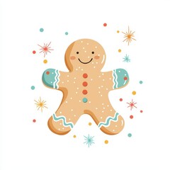Obraz premium Gingerbread man illustration holiday theme cute design playful