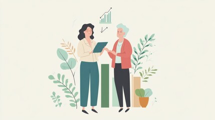 Obraz premium Wealth management consultation showing an advisor explaining diversified investment options