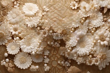 Ornate Floral Design with Gold Accents, Perfect for Luxury Decor