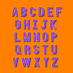Violet and white alphabet letters with 3d isometric effect