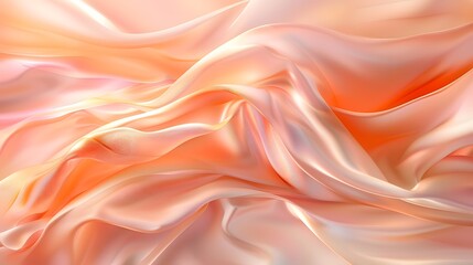 Obraz premium Peach silk fabric with soft waves and folds.