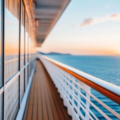 Fototapeta premium Scenic cruise ship deck at sunset.