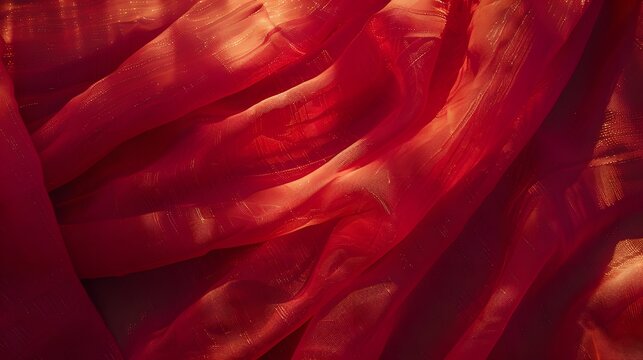 Red sheer fabric with light and shadow.