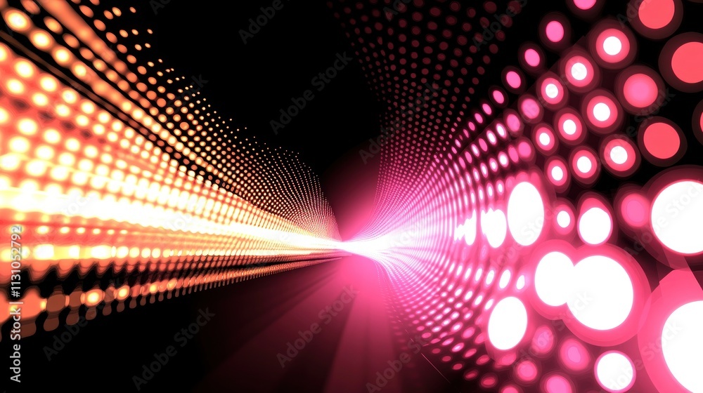 Aufkleber Abstract digital art featuring vibrant light patterns and dots in a dynamic composition.