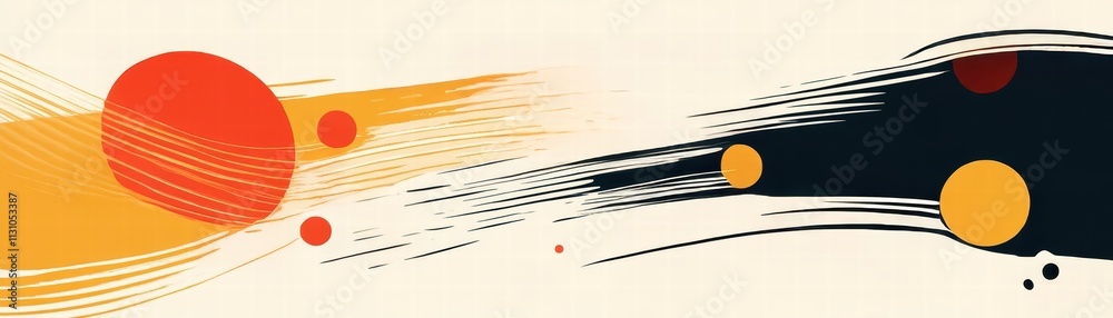 Wall mural abstract cosmic design with colorful planets and space elements.