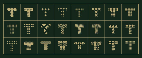 Luxury flat abstract letter T logo vector set