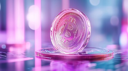 Dollar coin currency circulation money collector investment. A vibrant digital representation of a Bitcoin coin, showcasing its intricate design against a colorful background.