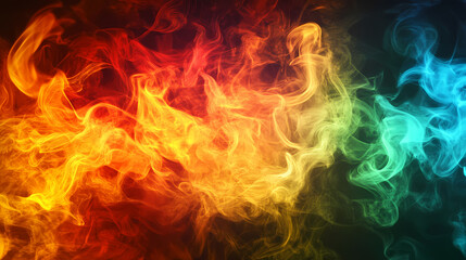 Fototapeta premium Vibrant flame patterns emblazoned smooth surface background creating stunning visual contrast, fire, flames, texture, orange, red, yellow, green, glow. Emblazoned. Illustration