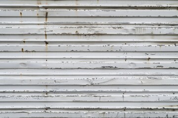 White roller shutter texture on corrugated metal sheet