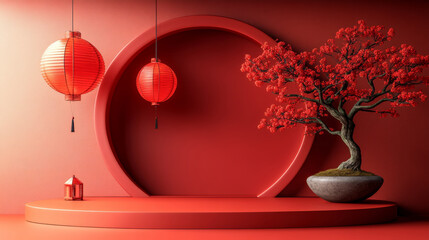 Chinese style festival themed e-commerce product exhibition booth