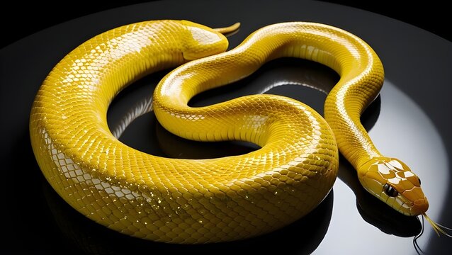 close up of a yellow python