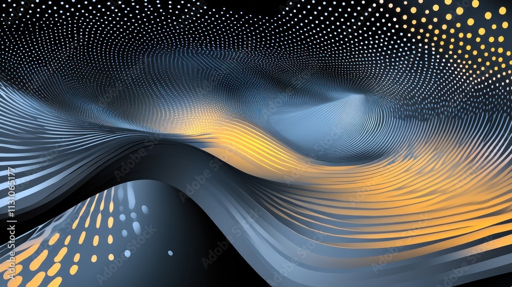 Aufkleber Abstract digital wave pattern with gradients and dotted textures.
