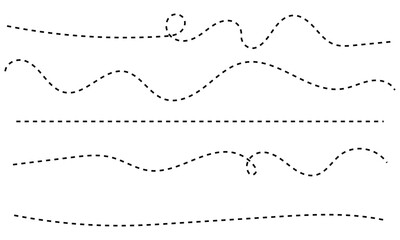 Obraz premium Path travel dotted line trip dashed trace destination track plan and silhouette, travelling symbol vector illustration 
