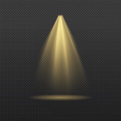 Yellow spotlight. Light effect vector on transparent background