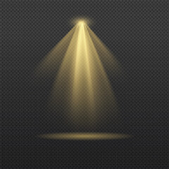 Yellow spotlight. Light effect vector on transparent background