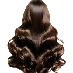 Fototapeta premium Brown Hair. Beautiful young woman with healthy luxurious long hair isolated on a transparent background