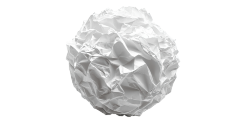 Crumpled paper ball isolated on transparent background